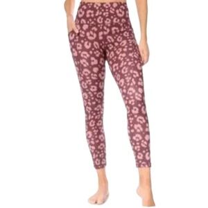 Rae Dunn High‎ Waist Active Leggings Sz XL Pink Purple Leopard Print  Yoga Pants